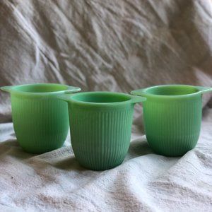 Vintage Green Jadeite Ribbed Jar / Canisters No Lids Set of 3